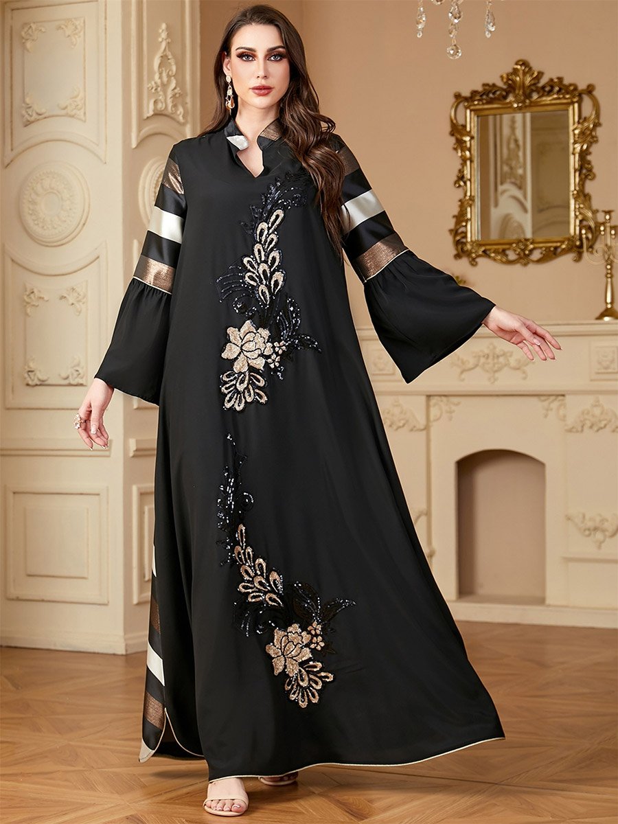 Women Embellished Sequin Patch Jalabiya