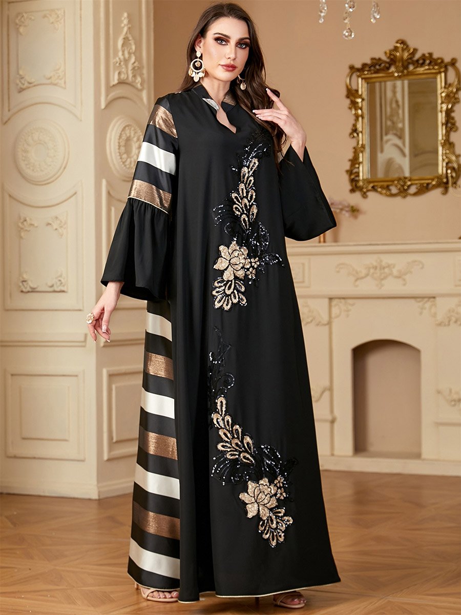 Women Embellished Sequin Patch Jalabiya