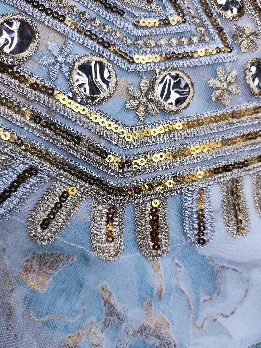 Women Floral Printed Sequins Embellished Jalabiya