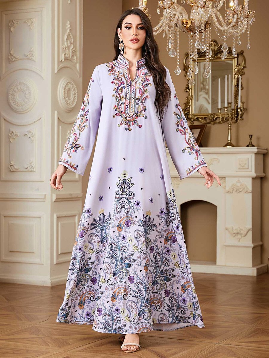 Women Floral Printed Embellished Jalabiya
