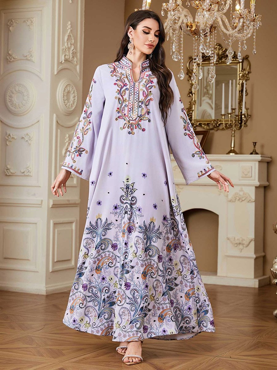 Women Floral Printed Embellished Jalabiya
