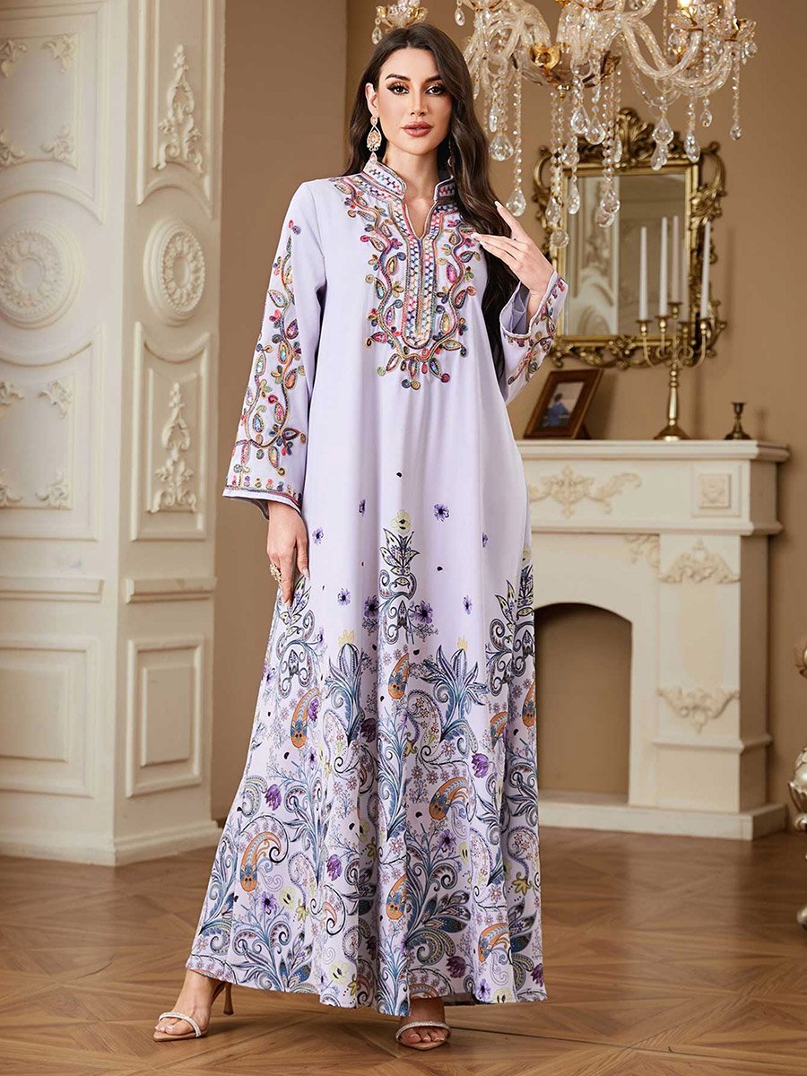 Women Floral Printed Embellished Jalabiya