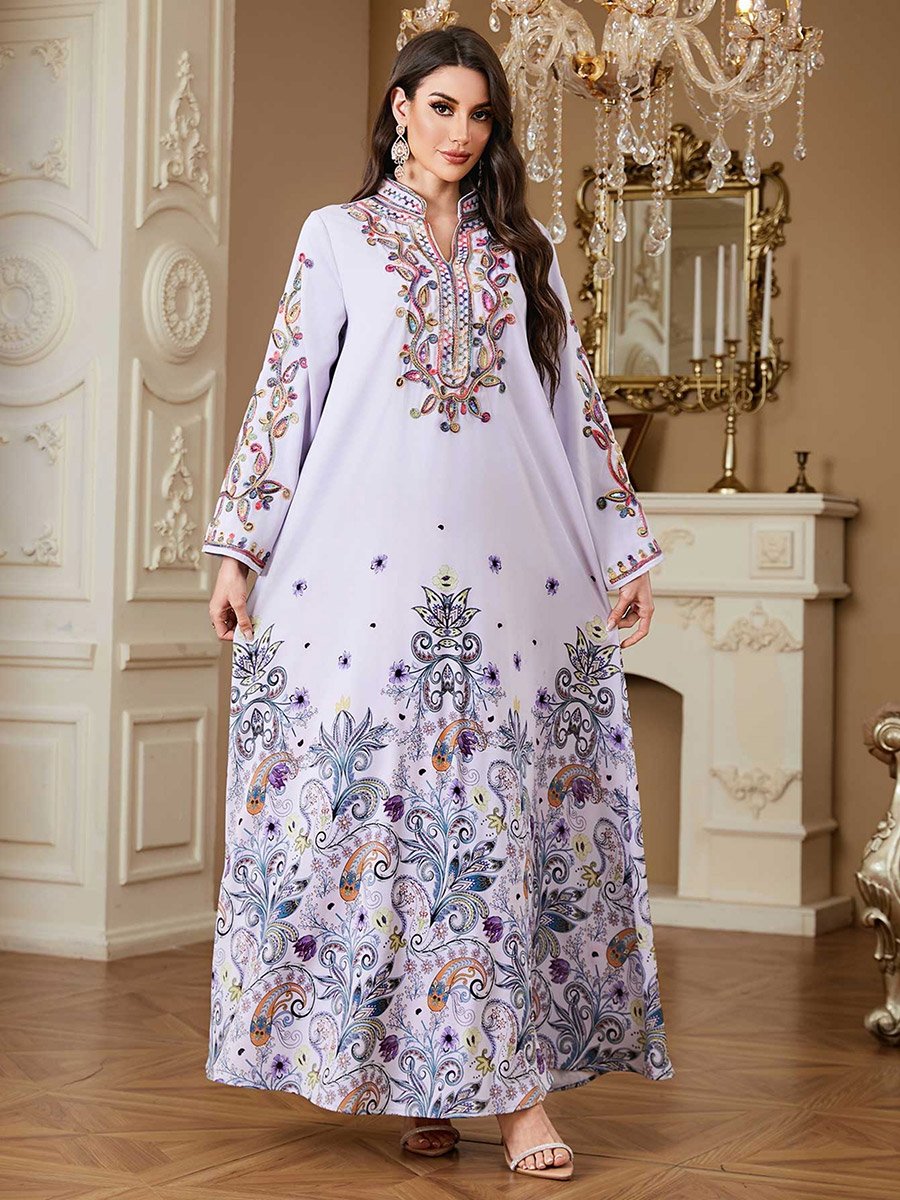 Women Floral Printed Embellished Jalabiya