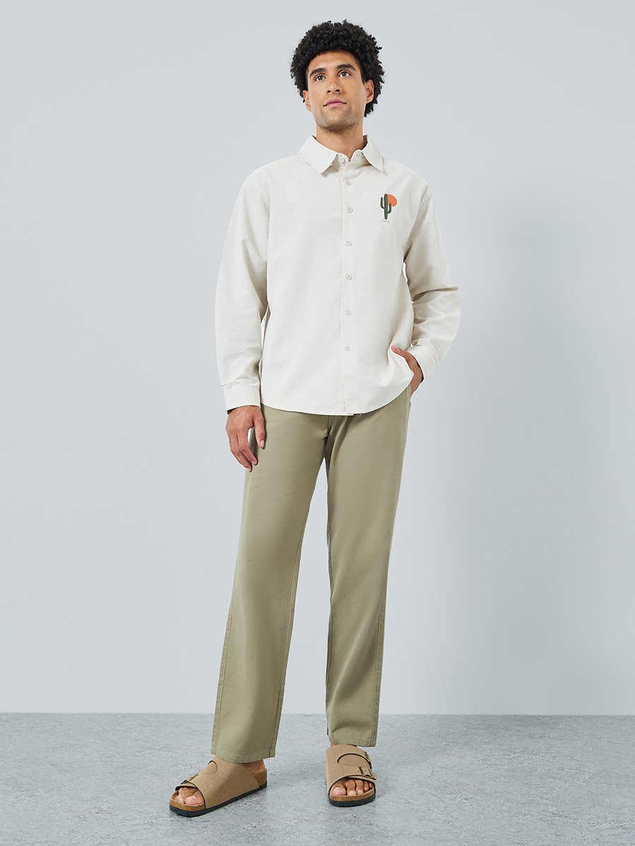 Men Relaxed Fit Linen Blend Shirt