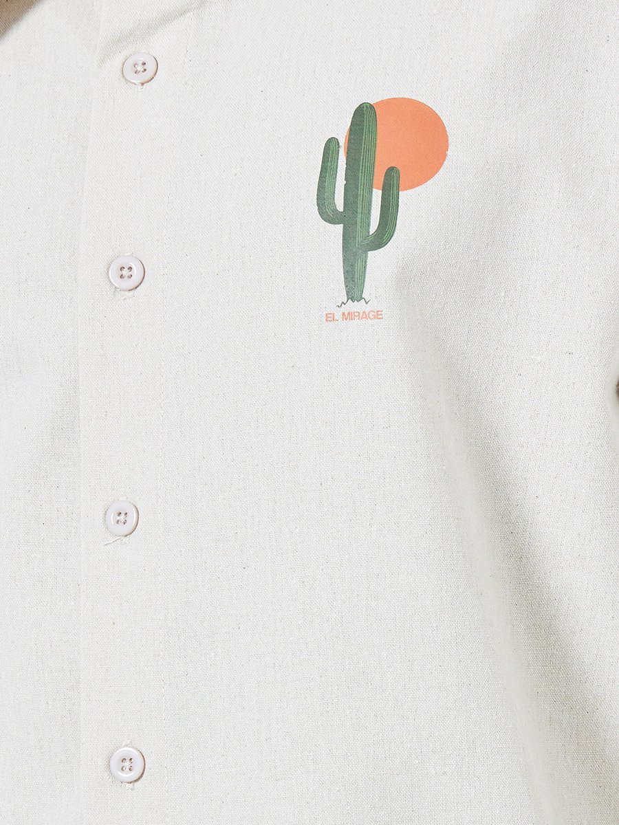 Men Relaxed Fit Linen Blend Shirt