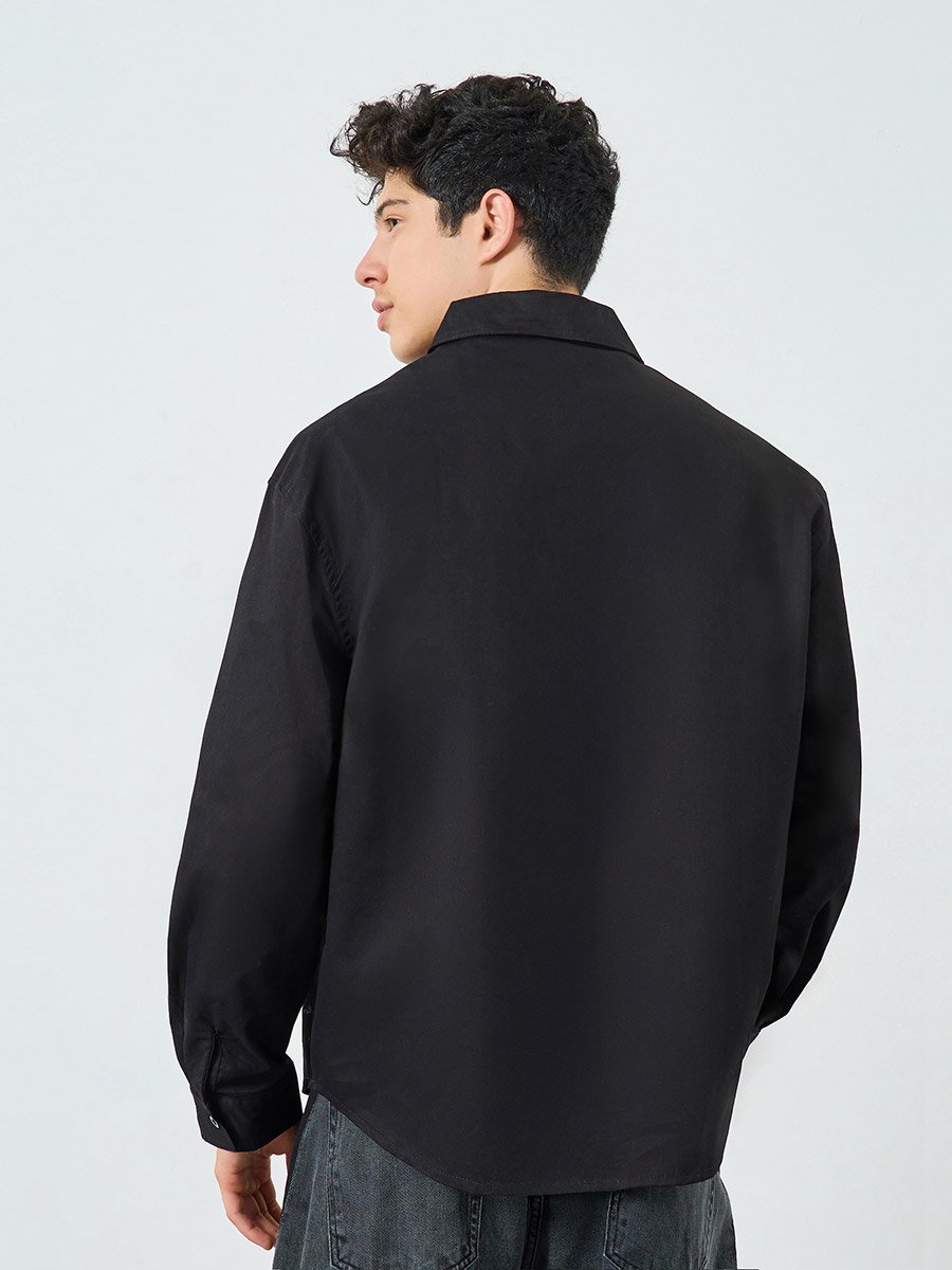 Men Black Cotton Oversized Shirt