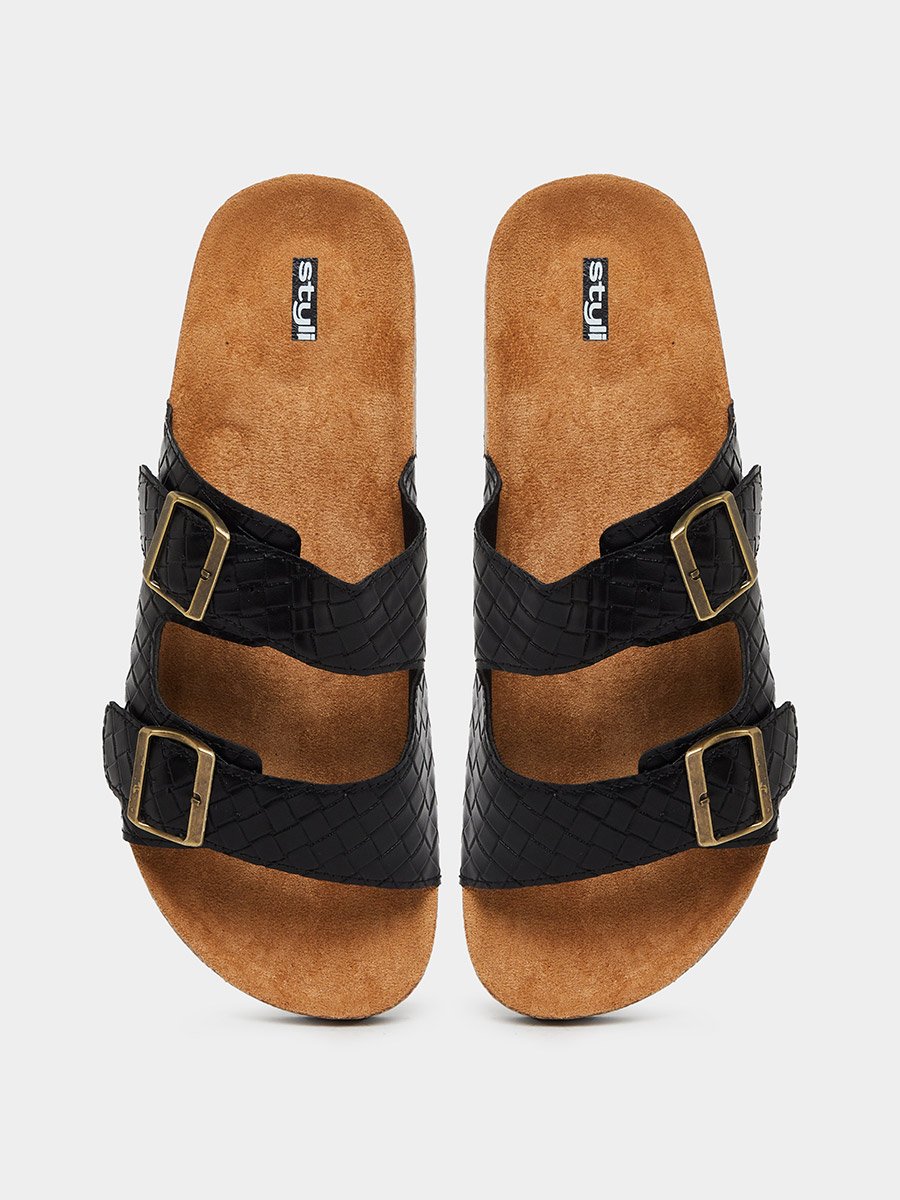 Men Dual-Strap Buckle Detail Sandals