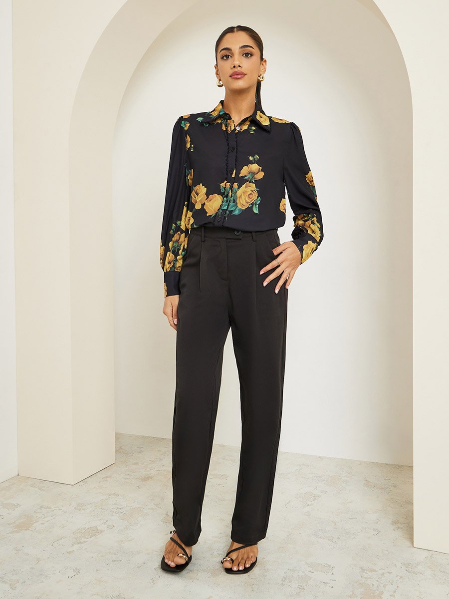 Women Black Floral Printed Shirt
