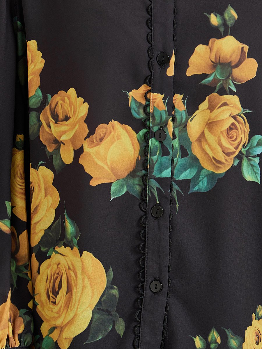 Women Black Floral Printed Shirt