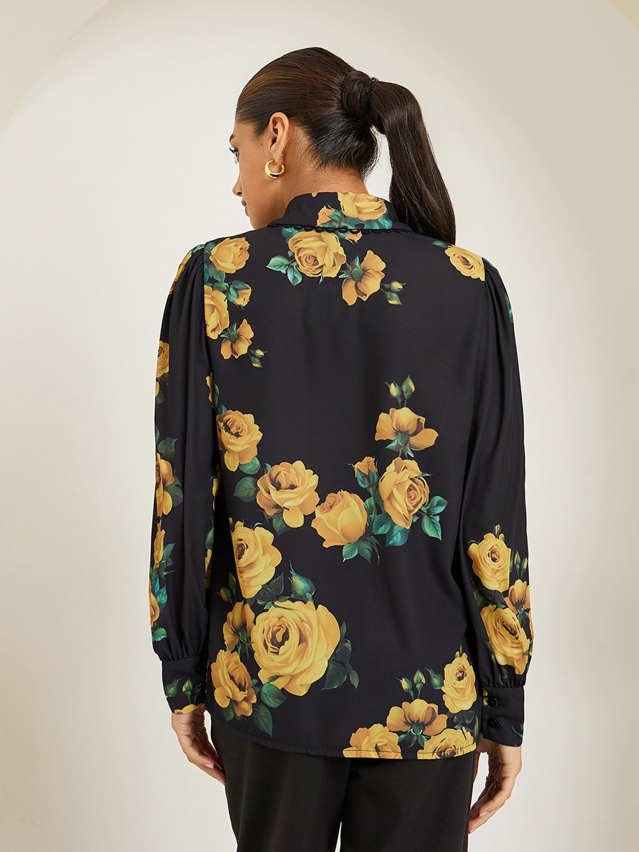 Women Black Floral Printed Shirt