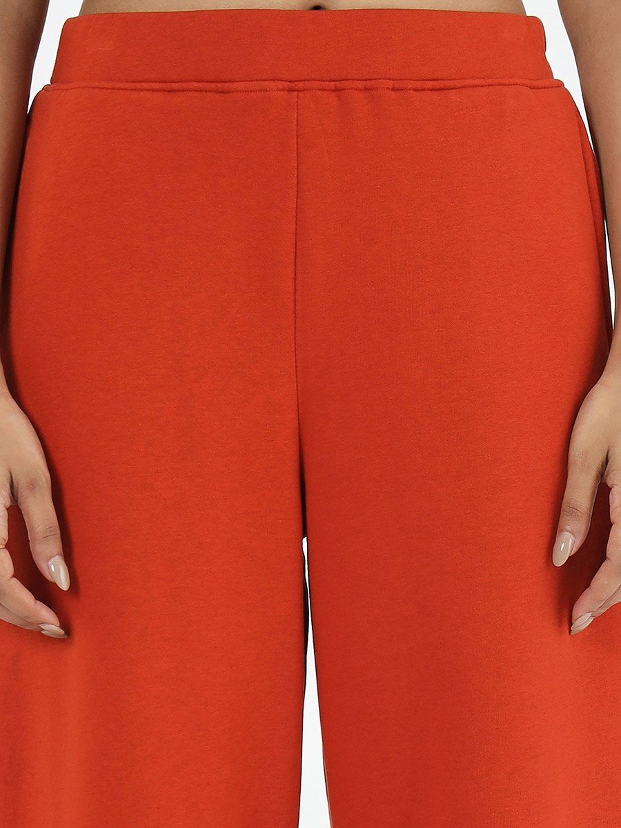 Rust Straight Fit Fleece Trackpants