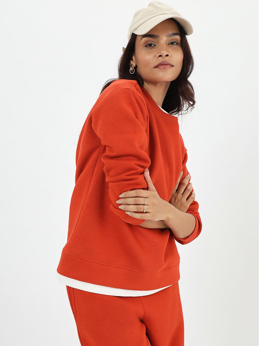 Rust Straight Fit Fleece Trackpants