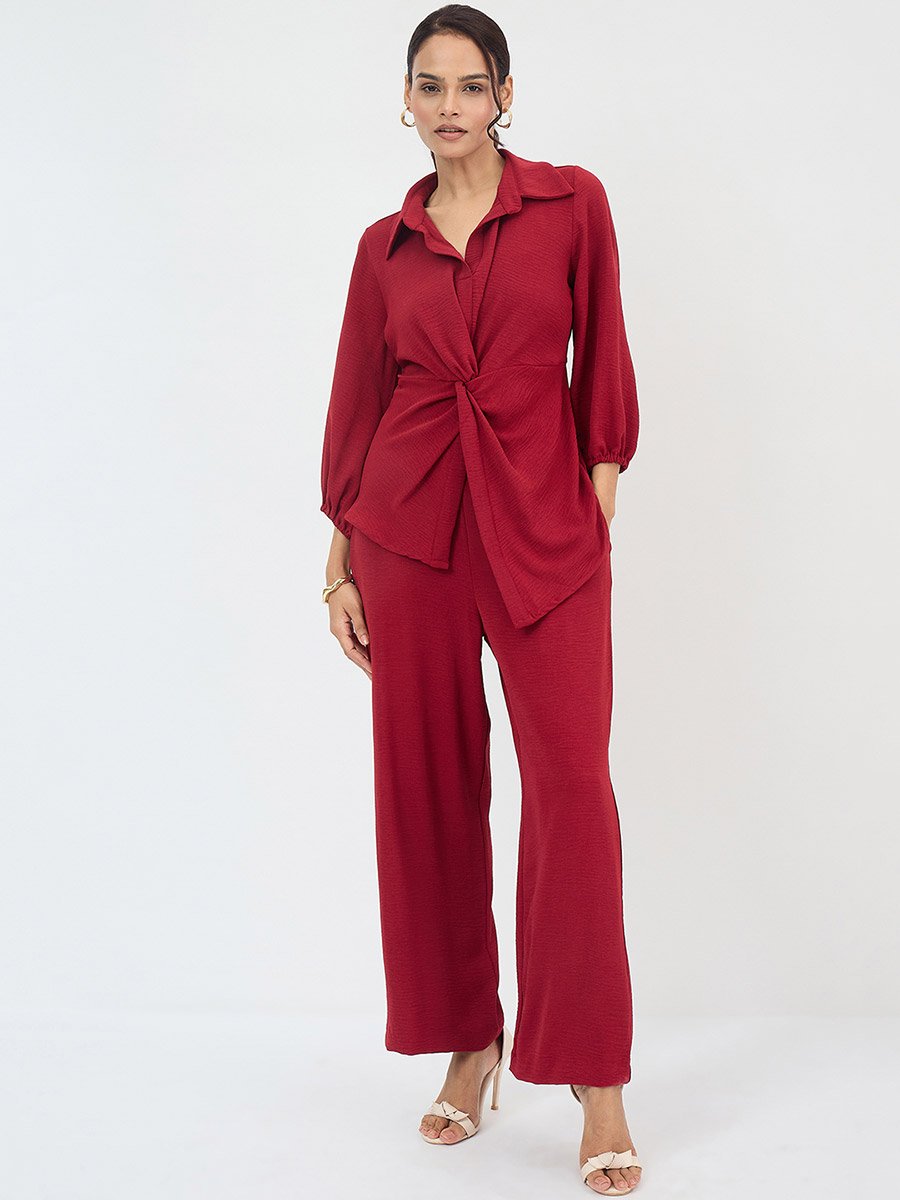 Women Front Twist Top and Trousers Co-Ords