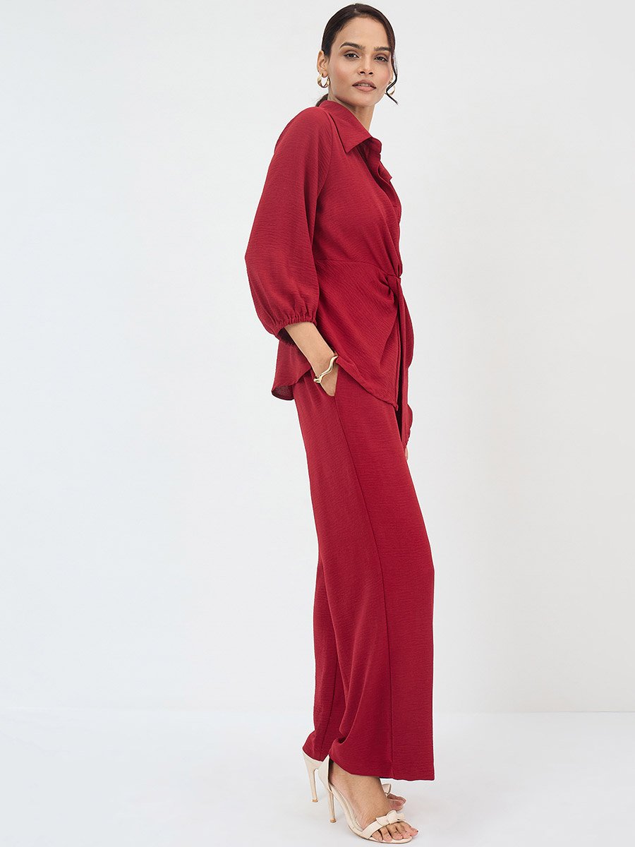 Women Front Twist Top and Trousers Co-Ords