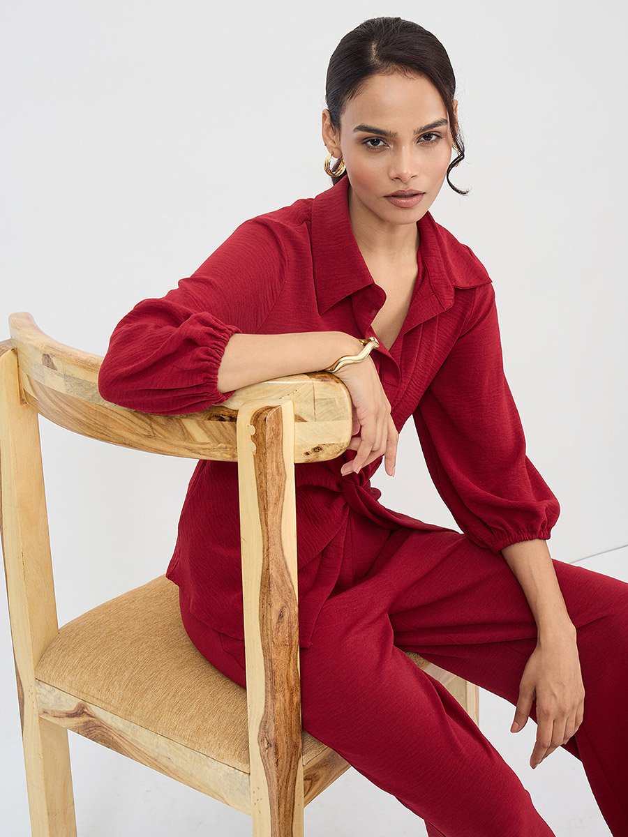 Women Front Twist Top and Trousers Co-Ords