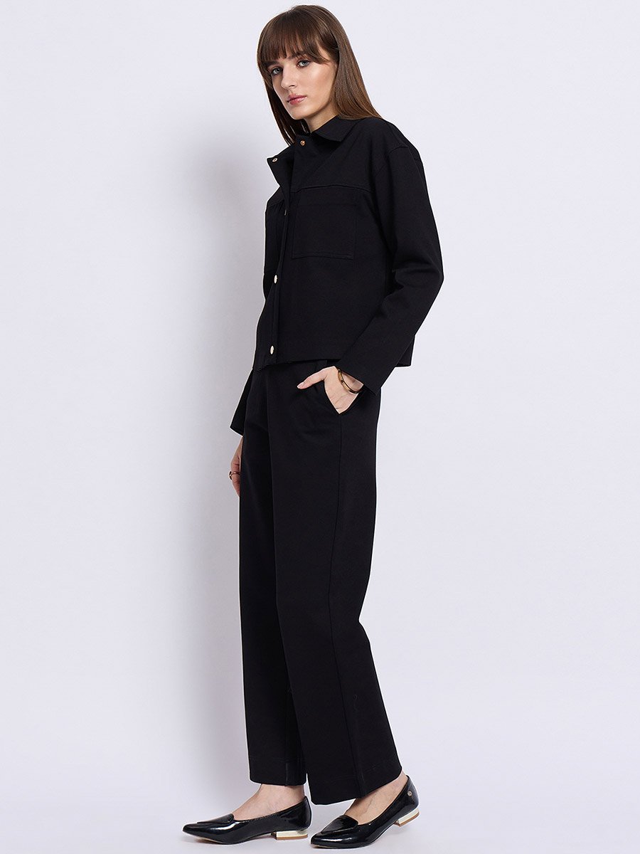 Women Black Relaxed Fit Jacket