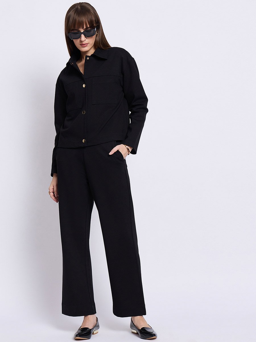 Women Black Relaxed Fit Jacket