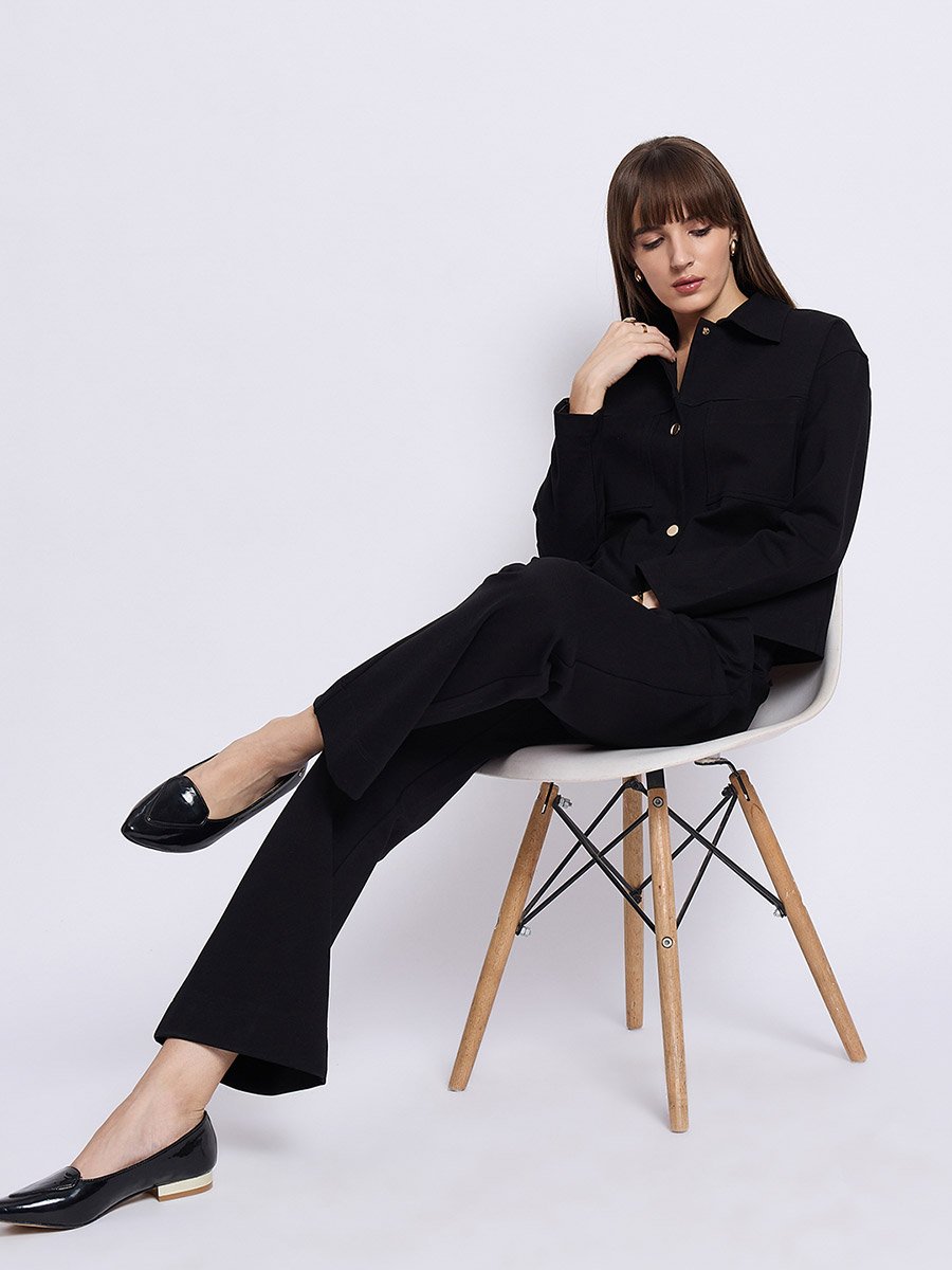 Women Black Relaxed Fit Jacket