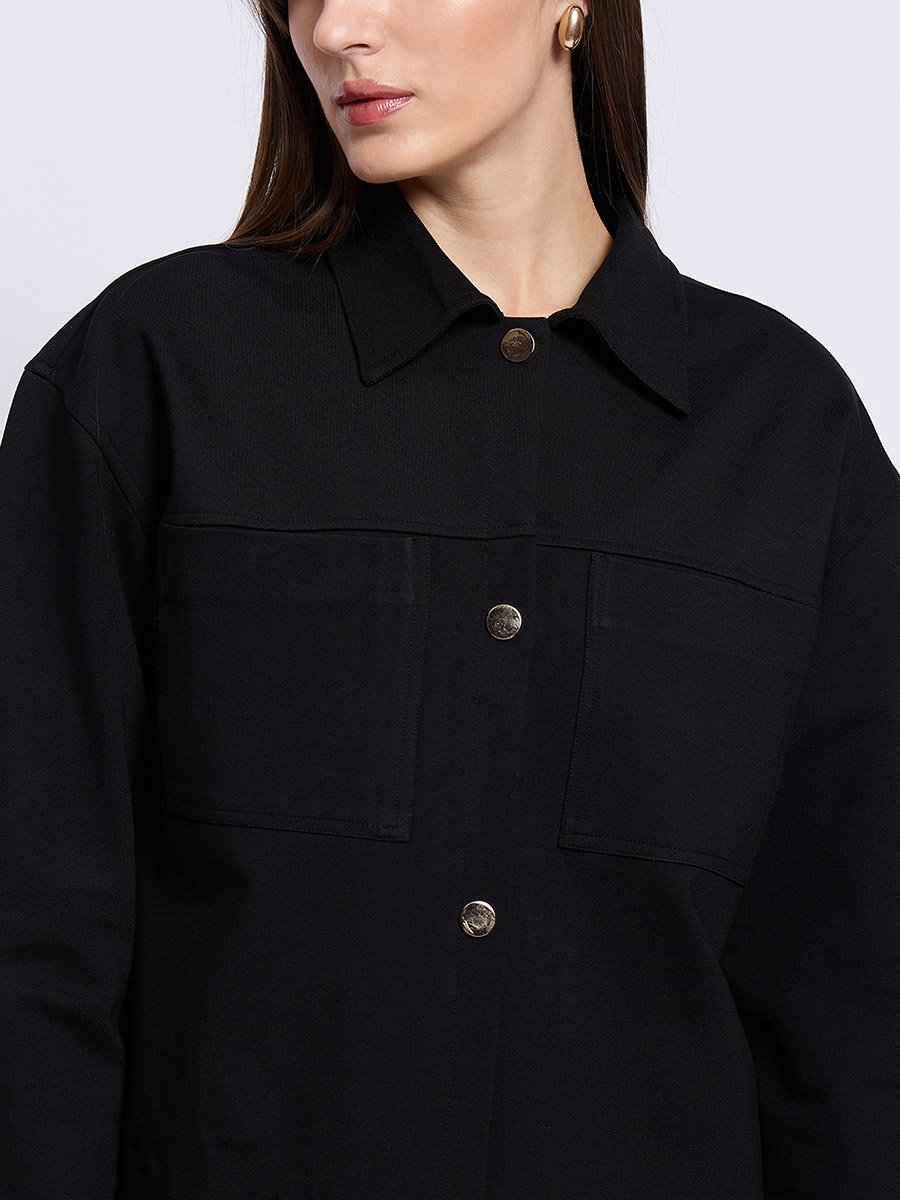 Women Black Relaxed Fit Jacket
