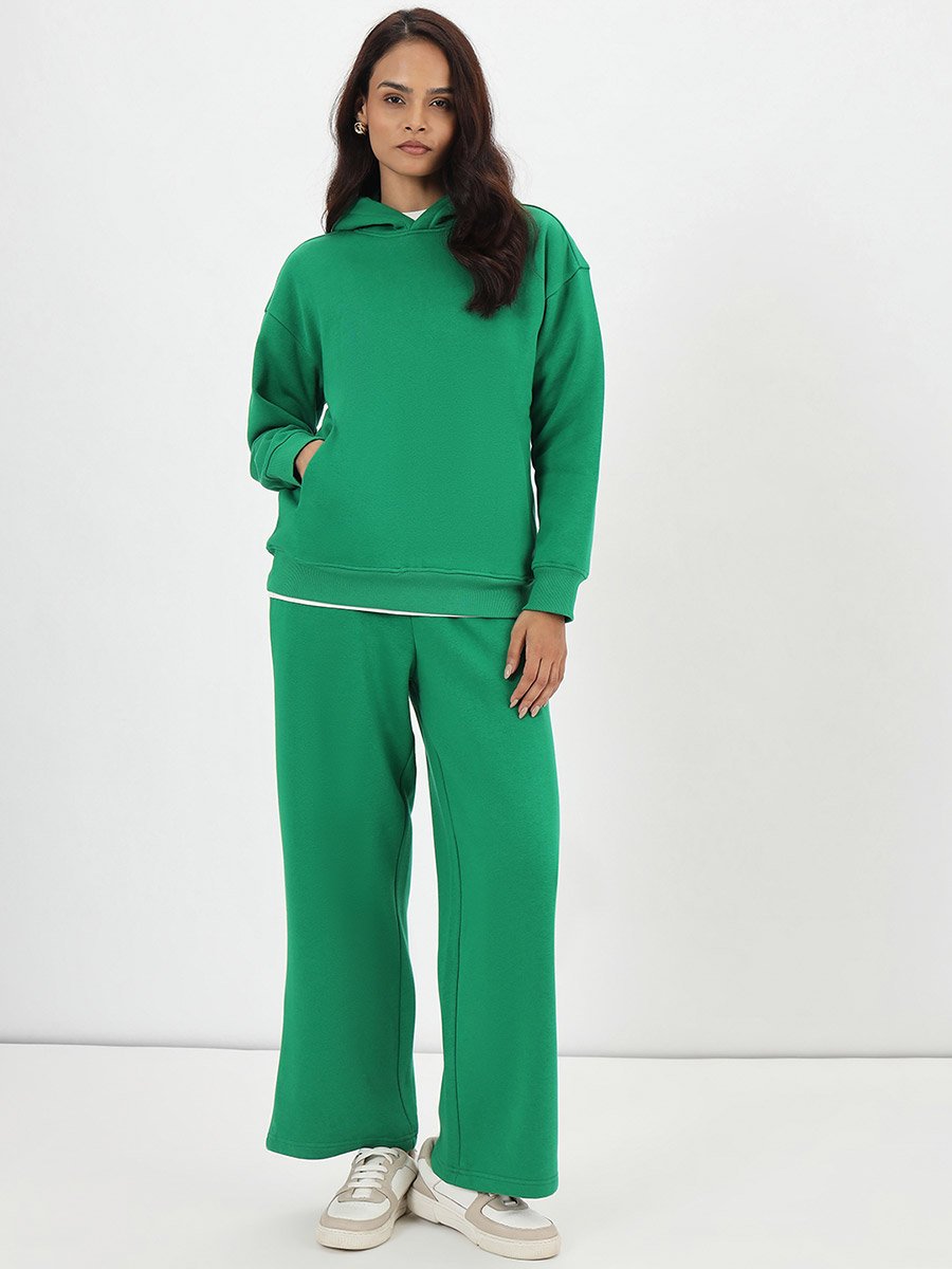 Bright Green Fleece Relaxed Fit Hoodie