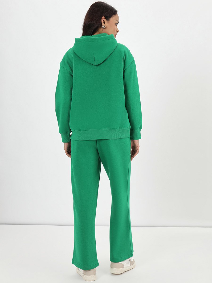 Bright Green Fleece Relaxed Fit Hoodie