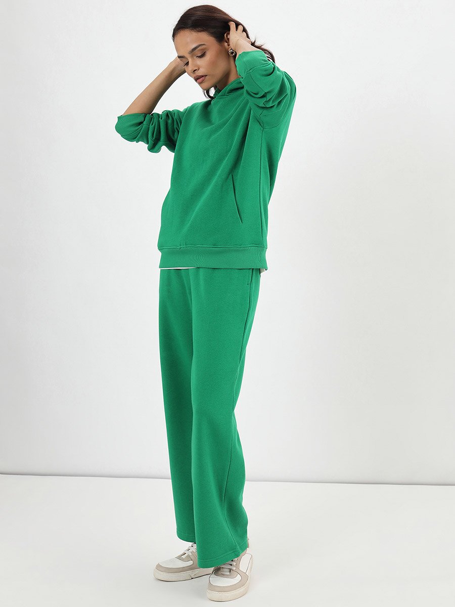Bright Green Fleece Relaxed Fit Hoodie