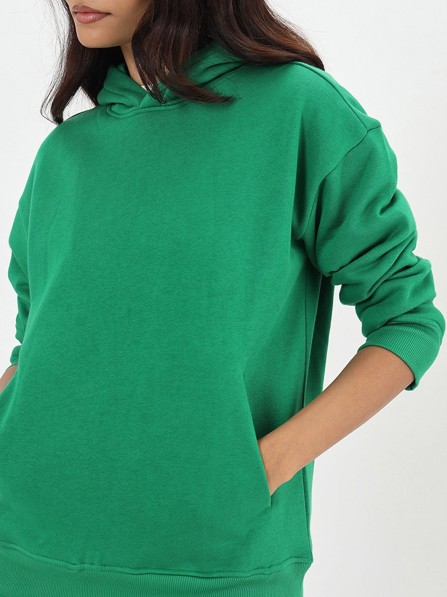 Bright Green Fleece Relaxed Fit Hoodie