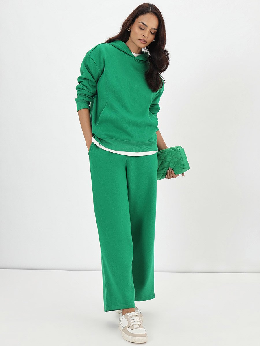 Bright Green Fleece Relaxed Fit Hoodie