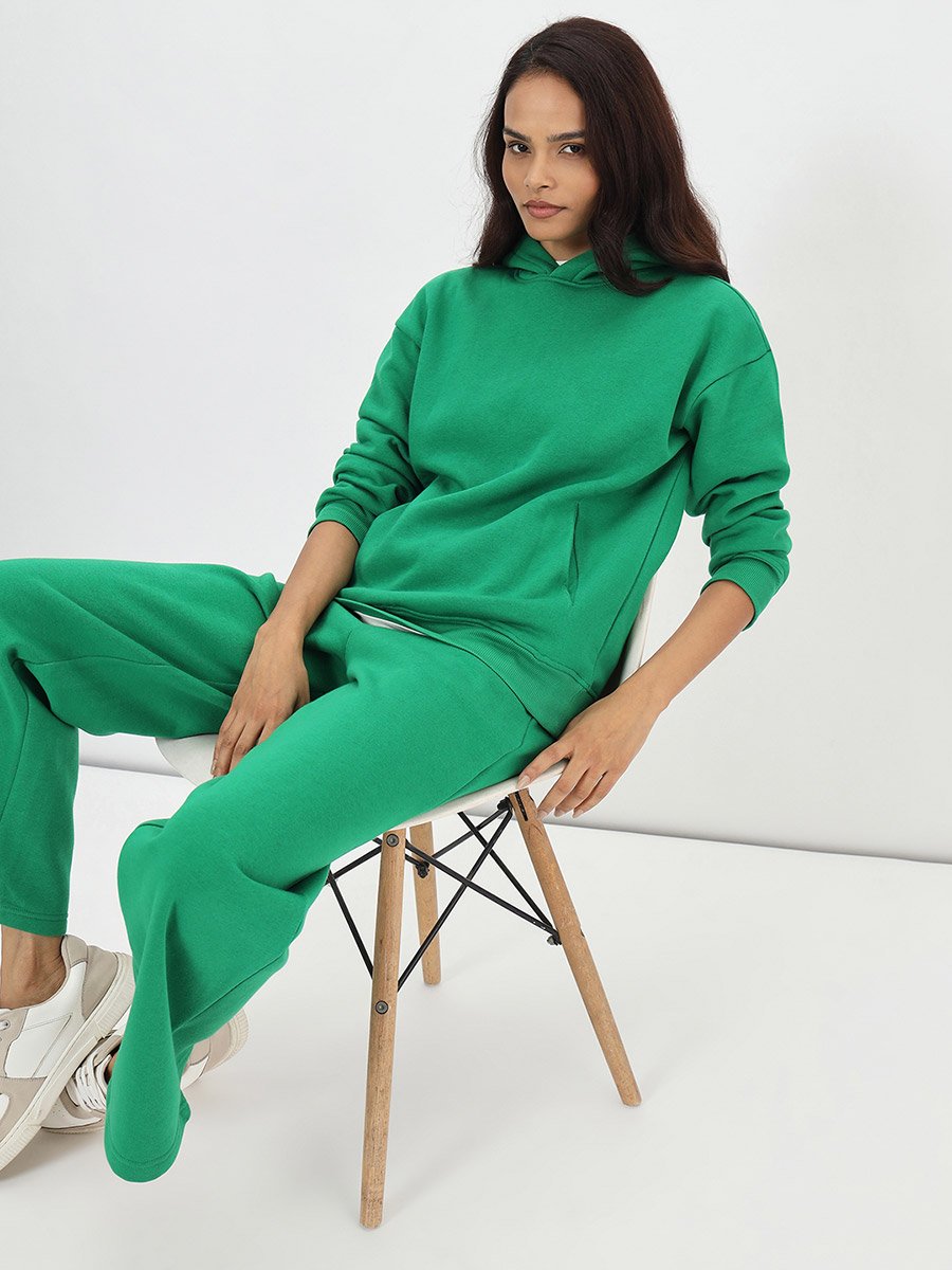 Bright Green Fleece Relaxed Fit Hoodie
