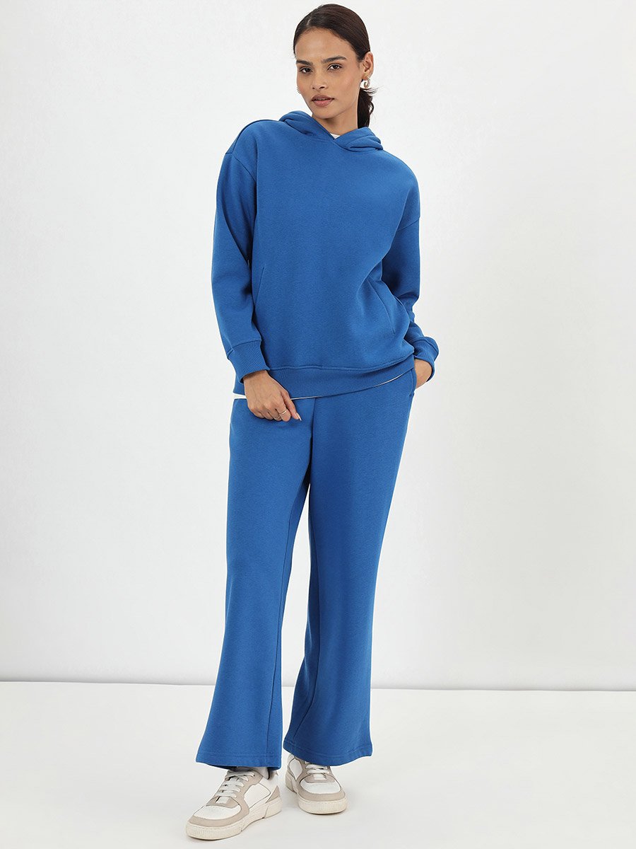 Royal Blue Fleece Relaxed Fit Hoodie