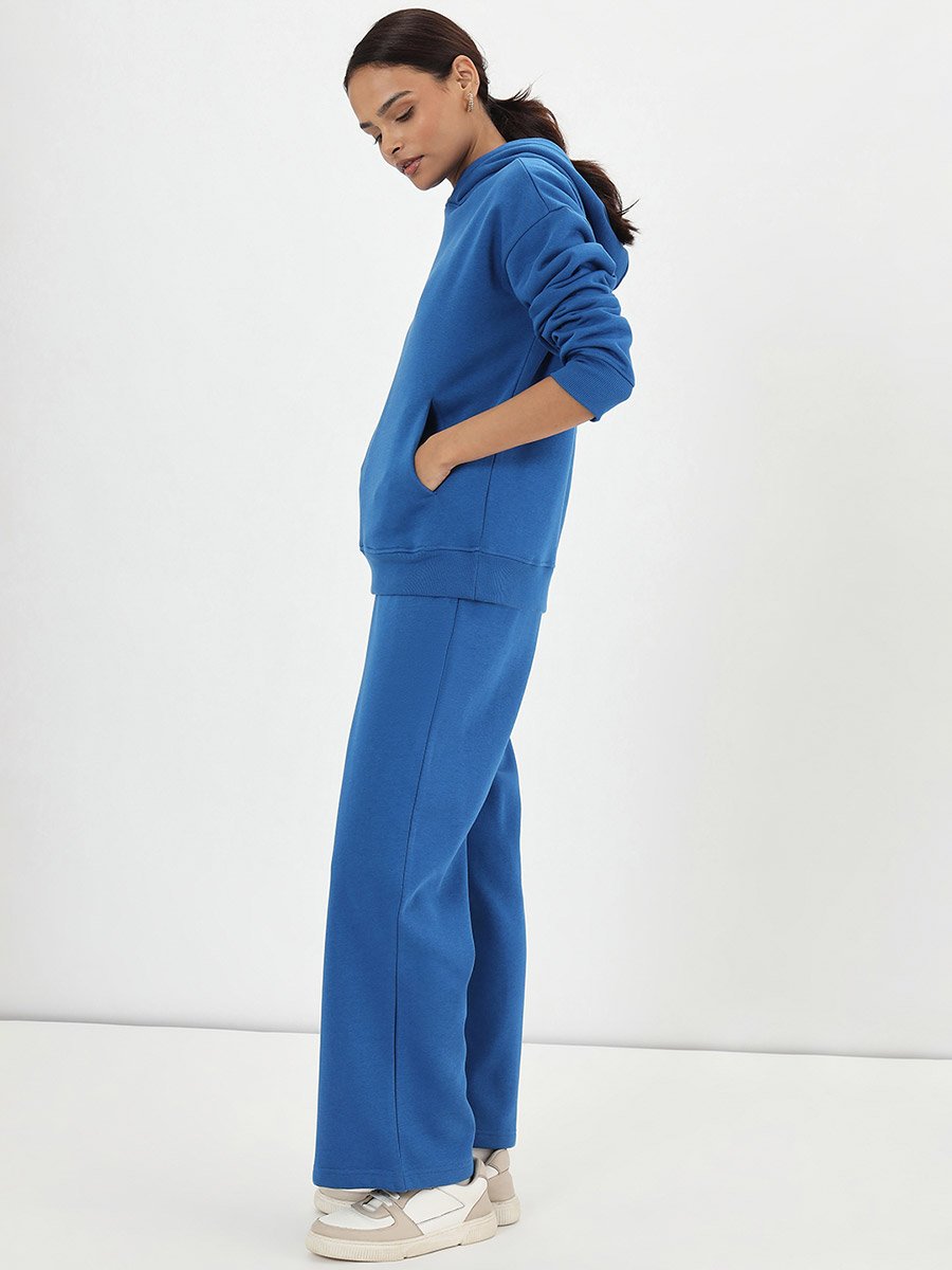 Royal Blue Fleece Relaxed Fit Hoodie