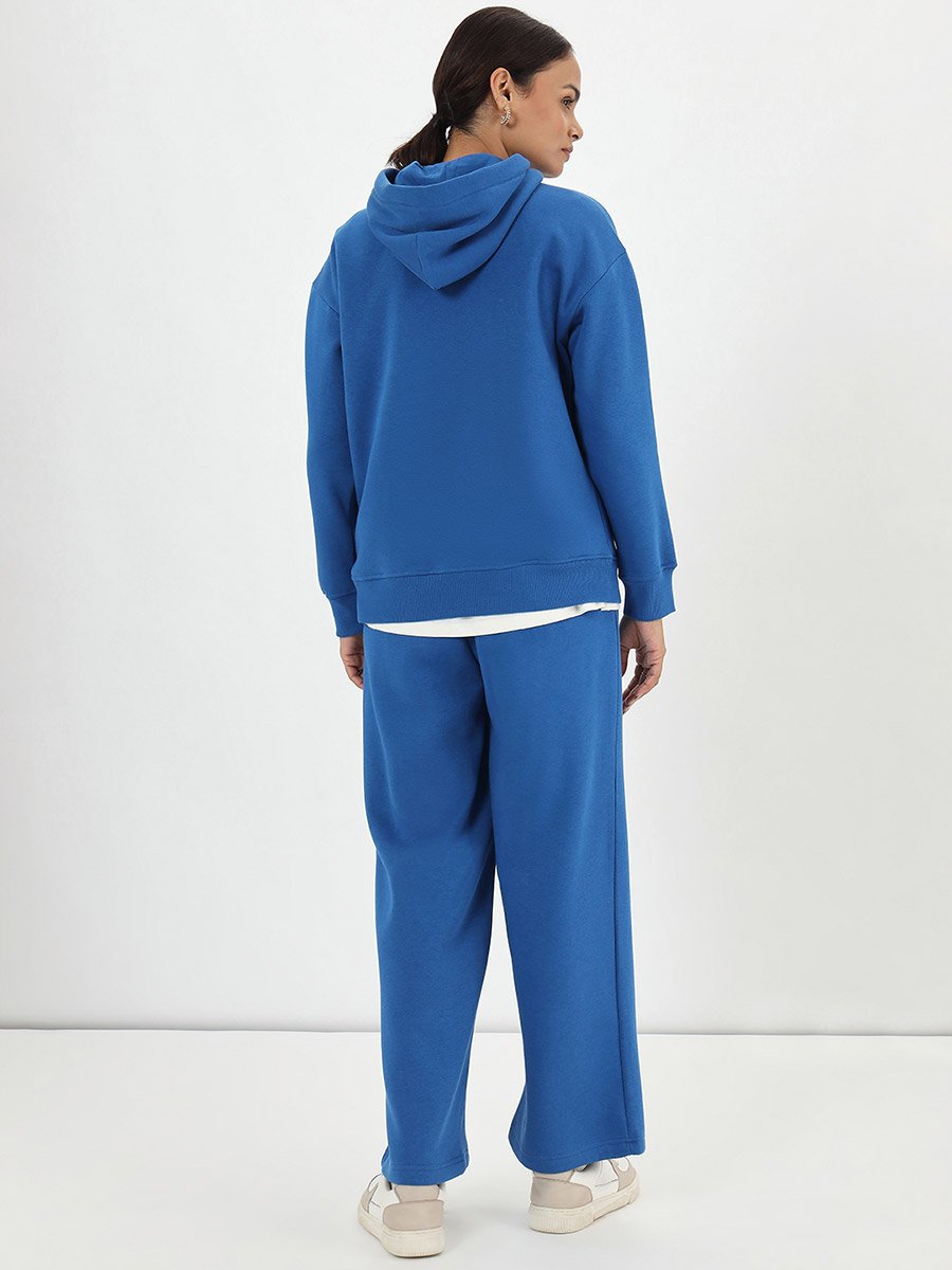 Royal Blue Fleece Relaxed Fit Hoodie