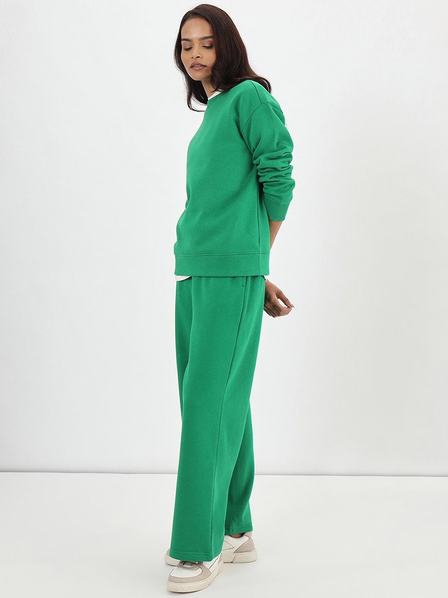 Bright Green Crew Neck Fleece Sweatshirt