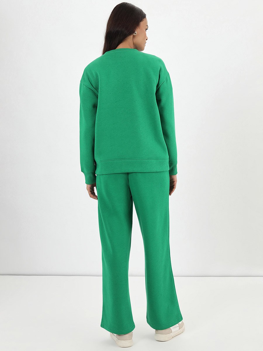 Bright Green Crew Neck Fleece Sweatshirt