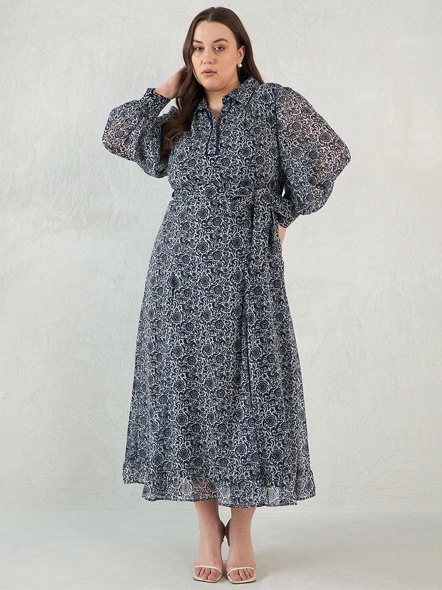Plus Size Floral Printed Maxi Dress