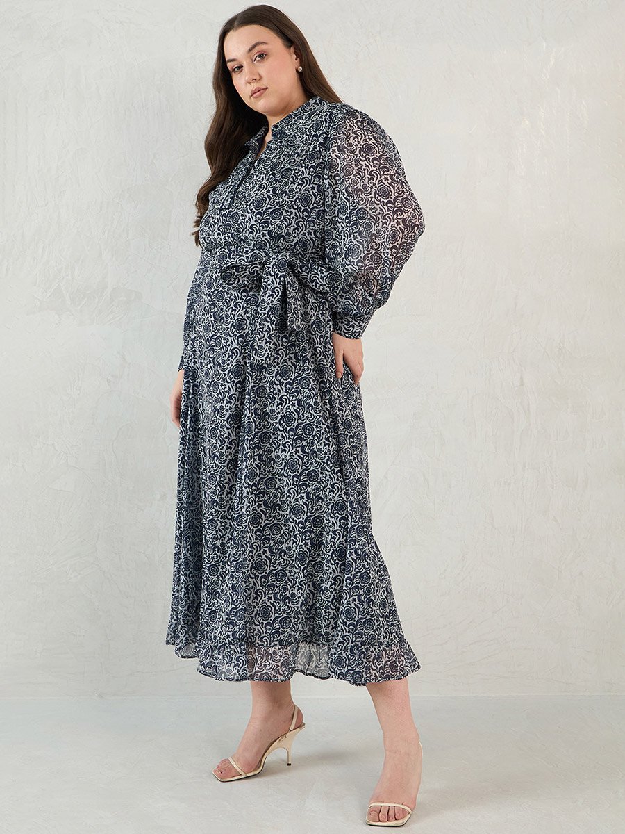 Plus Size Floral Printed Maxi Dress