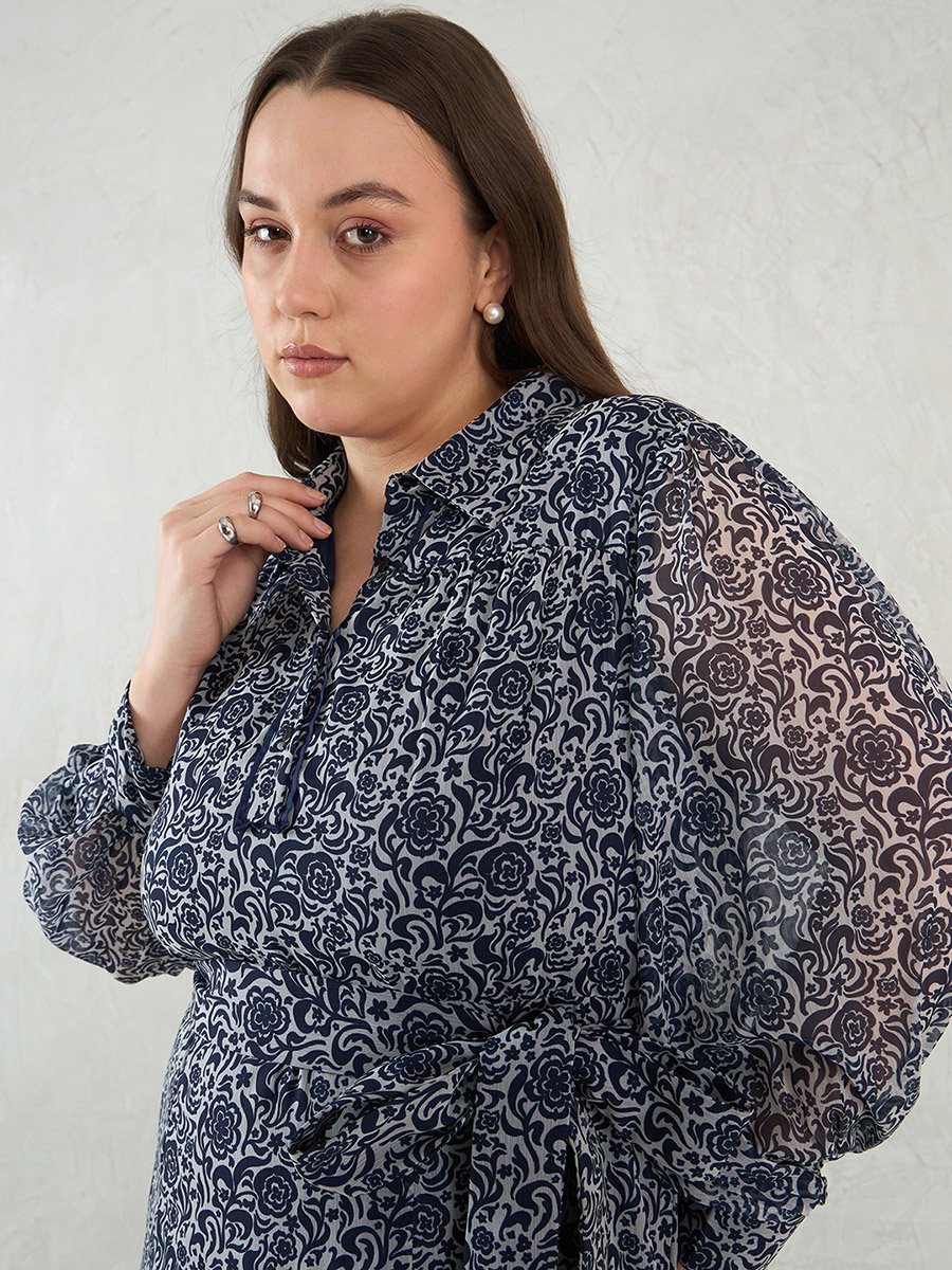 Plus Size Floral Printed Maxi Dress