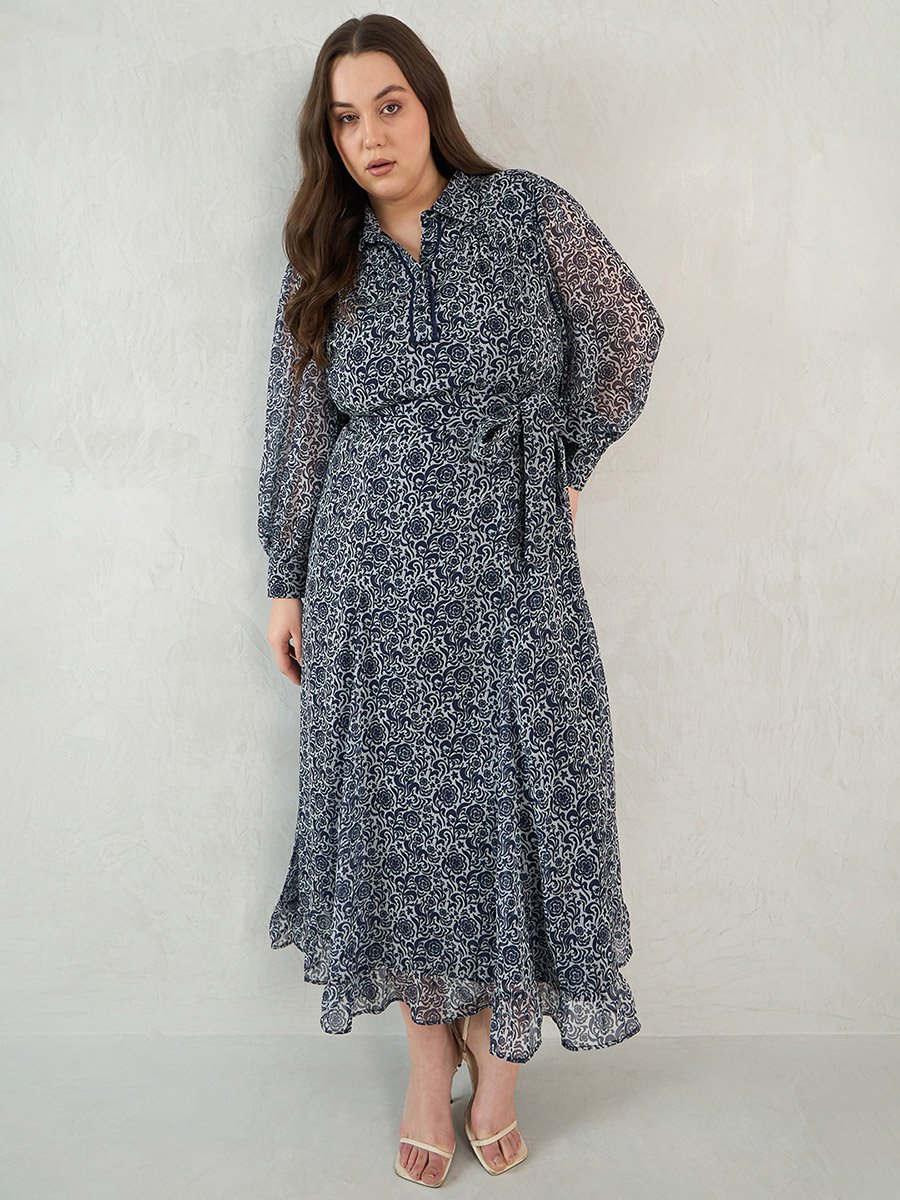 Plus Size Floral Printed Maxi Dress