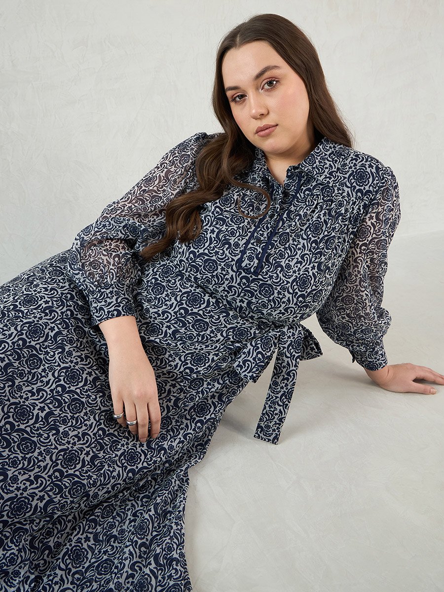 Plus Size Floral Printed Maxi Dress