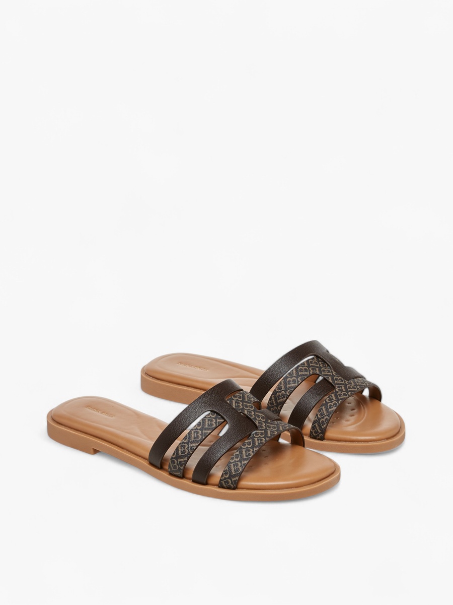Monogram Print Slip-On Sandals