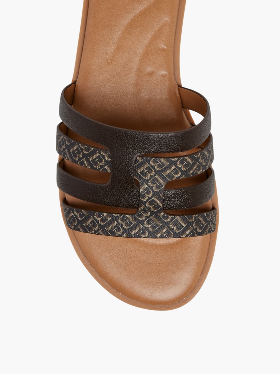 Monogram Print Slip-On Sandals