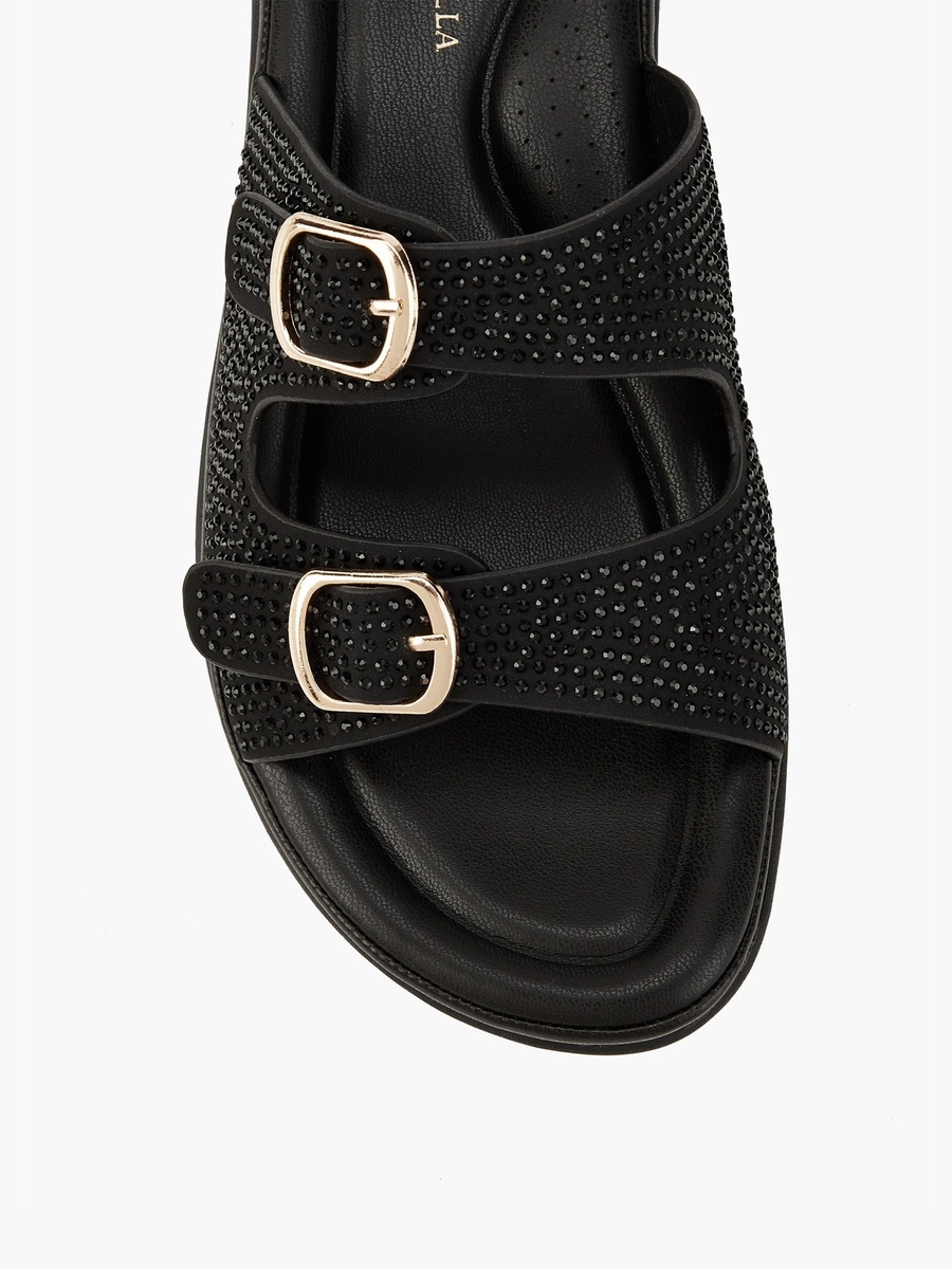 Embellished Buckle Detail Slip-On Sandals