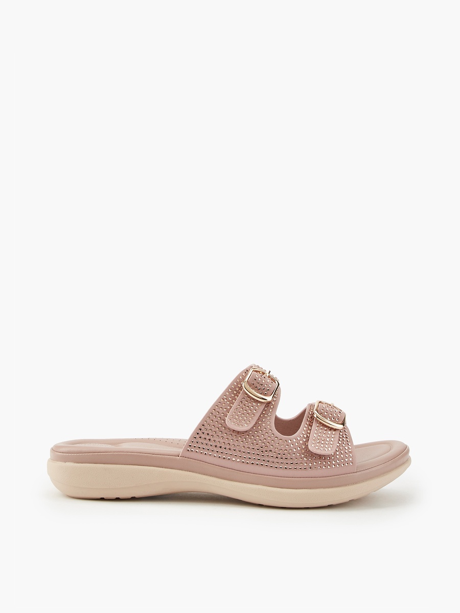 Embellished Buckle Detail Slip-On Sandals