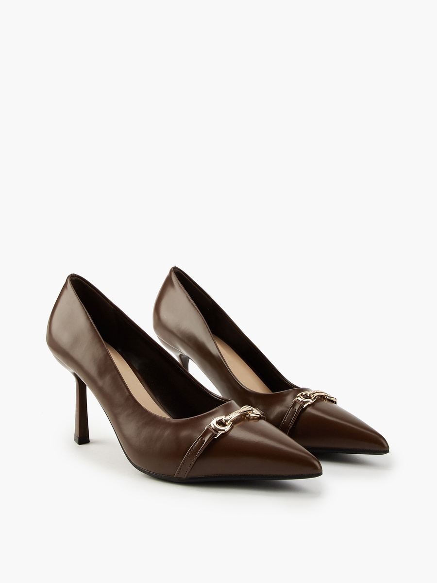 Metallic Accent Pointed Toe Pumps with Stiletto Heels