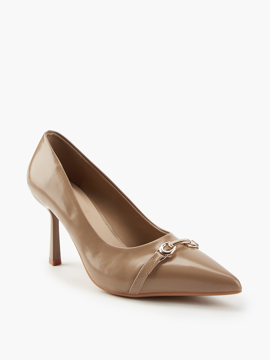 Metallic Accent Pointed Toe Pumps with Stiletto Heels