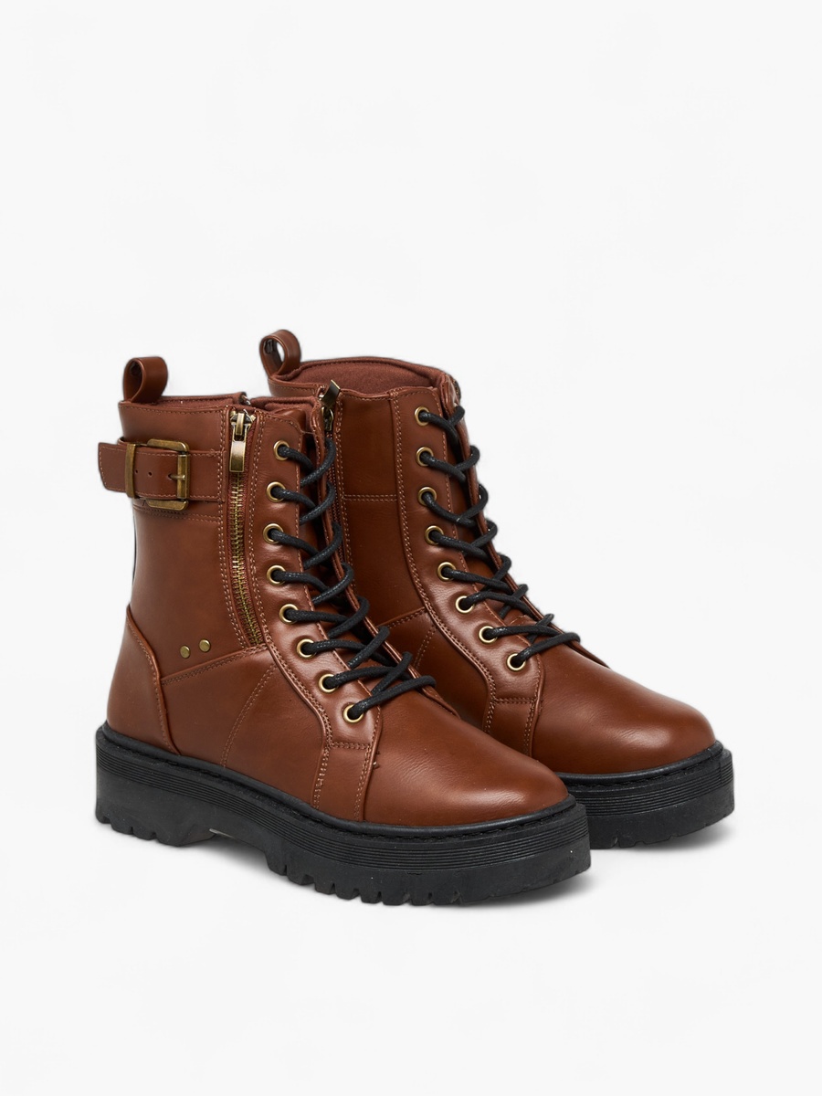 Panelled Ankle Boots with Zip Closure