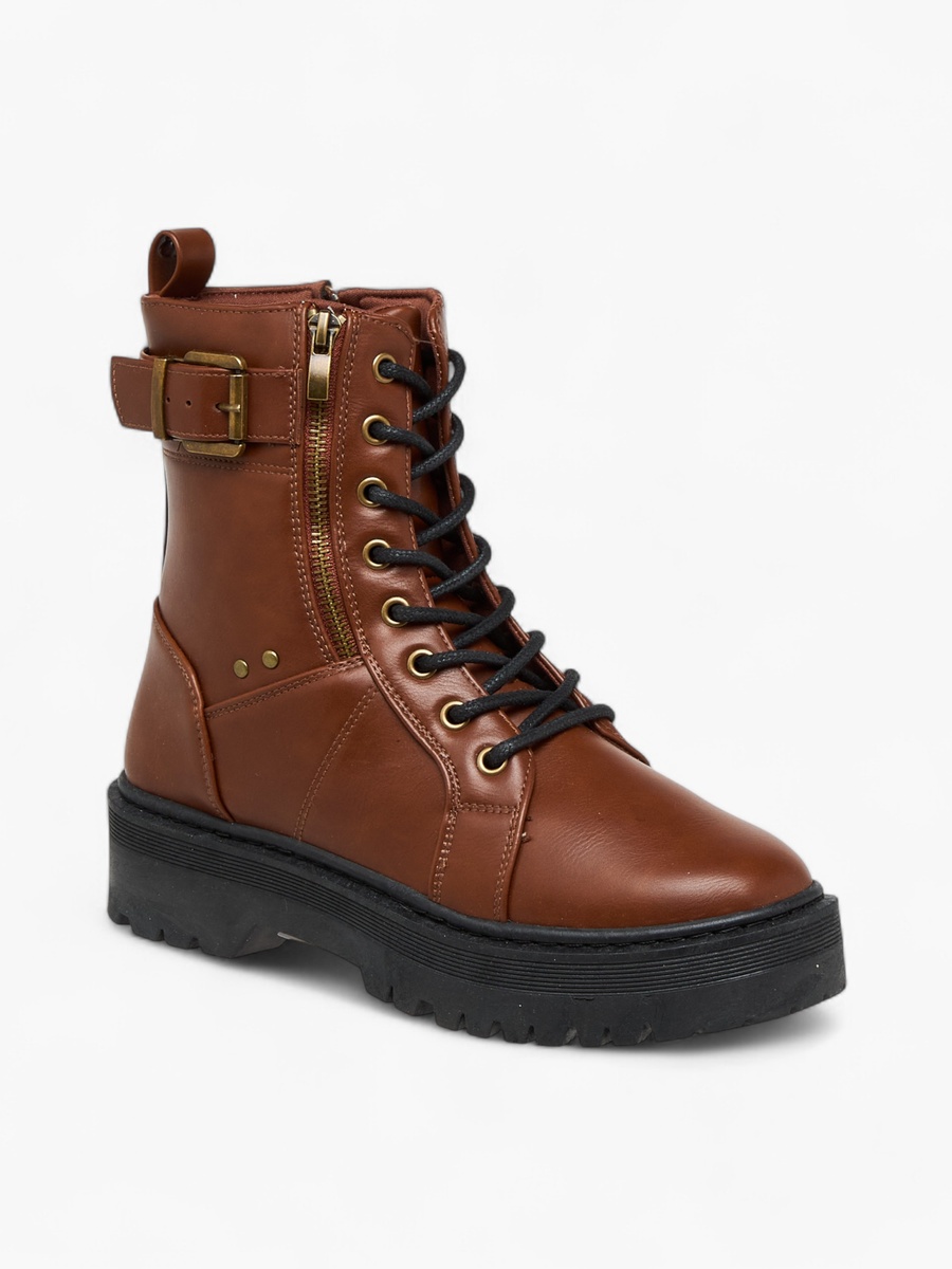 Panelled Ankle Boots with Zip Closure