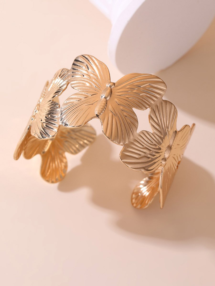 Gold Butterfly Open Bangle