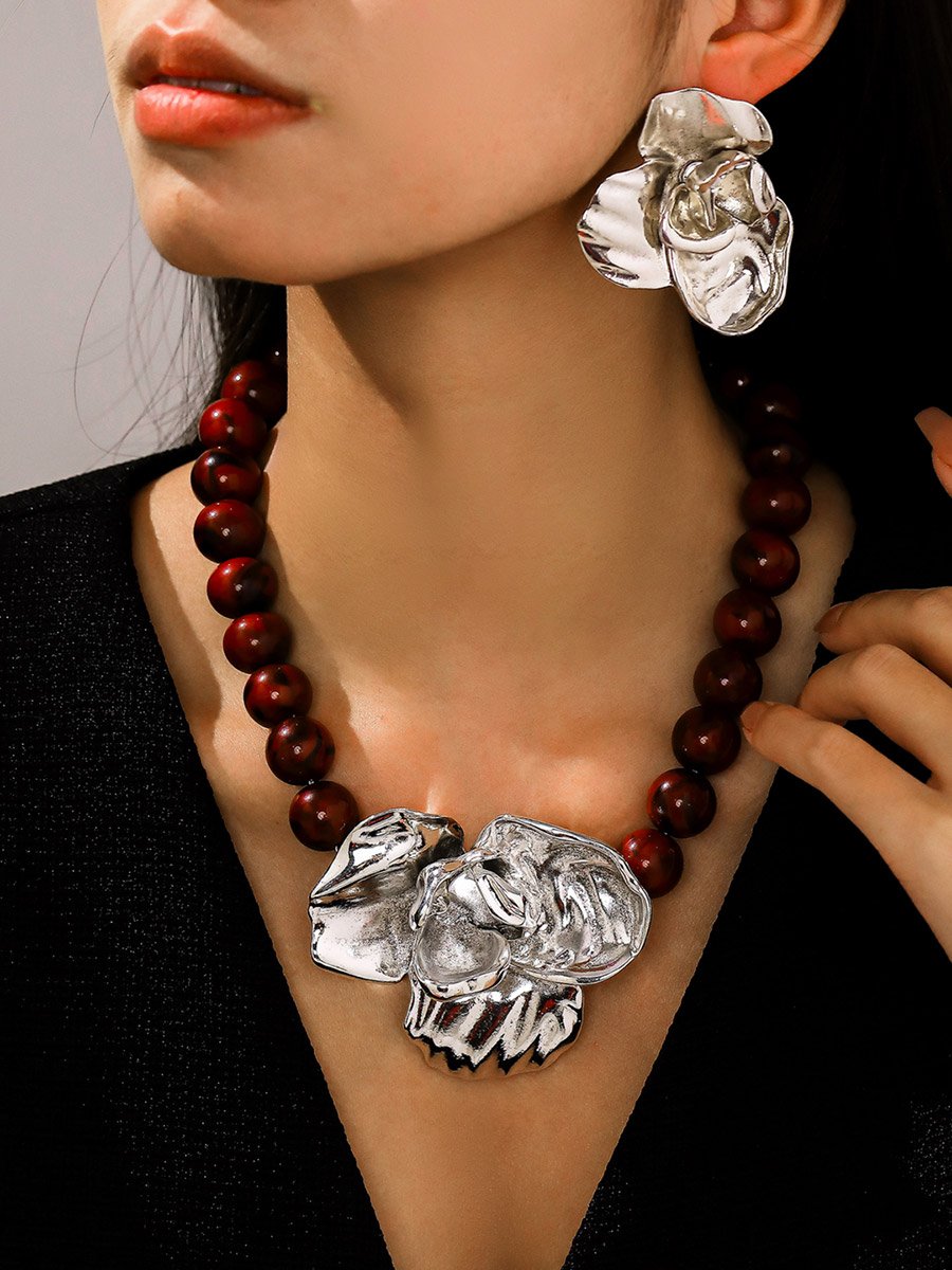 Silver 3D Flower Earrings