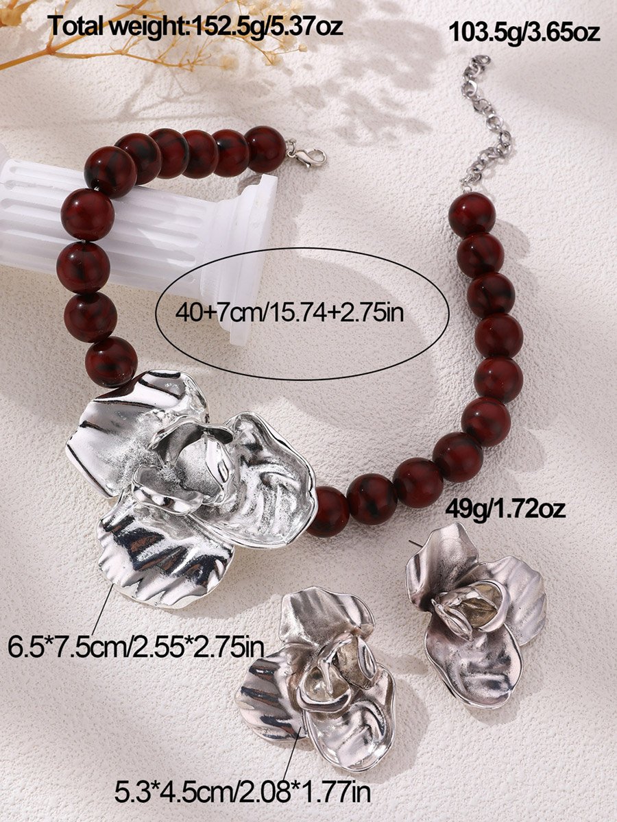 Silver 3D Flower Earrings